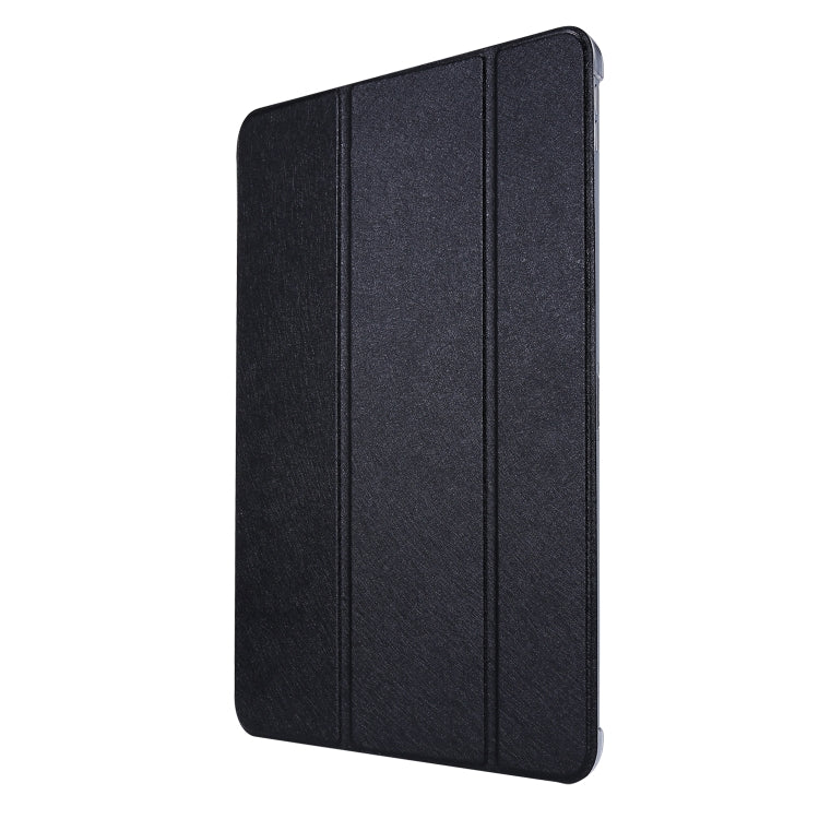 For iPad Air 13 2024 / Pro 12.9 2020 TPU Silk Texture Three-fold Horizontal Flip Leather Tablet Case with Holder(Black) - iPad Pro 12.9 (2020) Cases by PMC TechLife | Online Shopping South Africa | PMC TechLife | Buy Now Pay Later Mobicred
