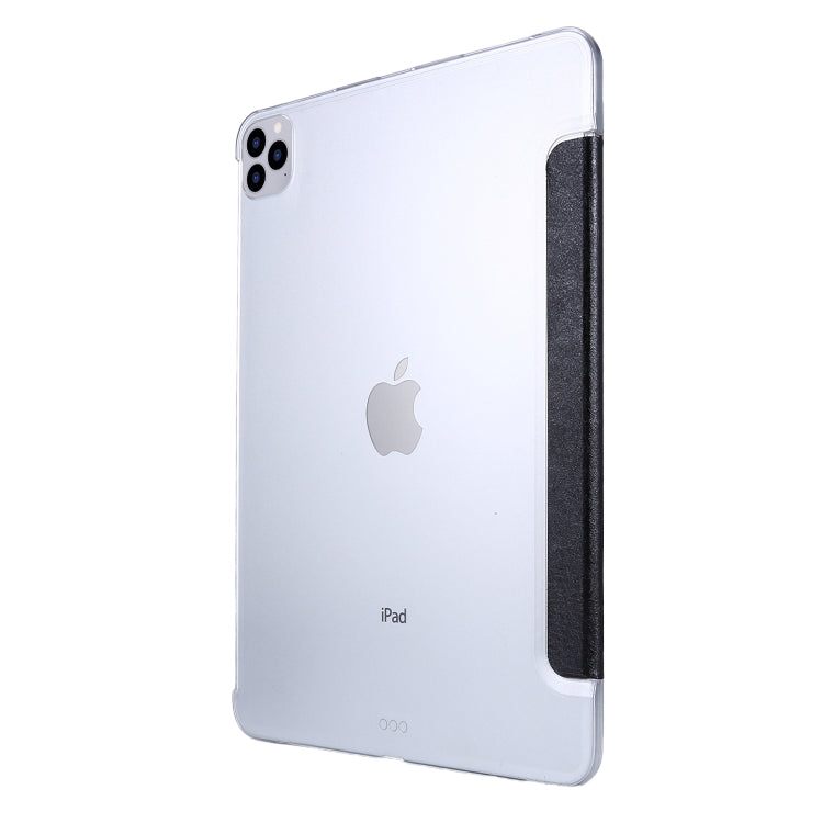 For iPad Air 13 2024 / Pro 12.9 2020 TPU Silk Texture Three-fold Horizontal Flip Leather Tablet Case with Holder(Black) - iPad Pro 12.9 (2020) Cases by PMC TechLife | Online Shopping South Africa | PMC TechLife | Buy Now Pay Later Mobicred