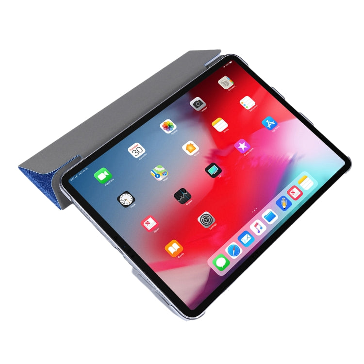 For iPad Air 13 2024 / Pro 12.9 2020 TPU Silk Texture Three-fold Horizontal Flip Leather Tablet Case with Holder(Black) - iPad Pro 12.9 (2020) Cases by PMC TechLife | Online Shopping South Africa | PMC TechLife | Buy Now Pay Later Mobicred