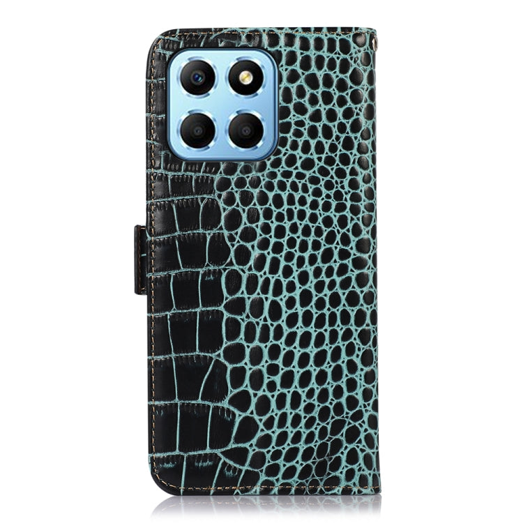 For Honor X8 5G Crocodile Top Layer Cowhide Leather Phone Case(Green) - Honor Cases by PMC TechLife | Online Shopping South Africa | PMC TechLife | Buy Now Pay Later Mobicred