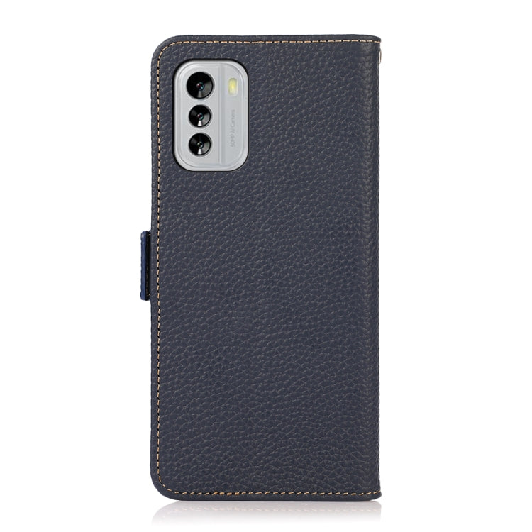 For Nokia G60 5G KHAZNEH Side-Magnetic Litchi Genuine Leather RFID Phone Case(Blue) - Nokia Cases by PMC TechLife | Online Shopping South Africa | PMC TechLife | Buy Now Pay Later Mobicred