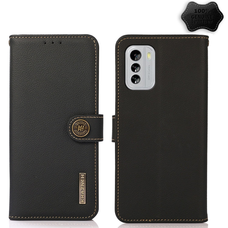 For Nokia G60 5G KHAZNEH Custer Genuine Leather RFID Phone Case(Black) - Nokia Cases by PMC TechLife | Online Shopping South Africa | PMC TechLife | Buy Now Pay Later Mobicred