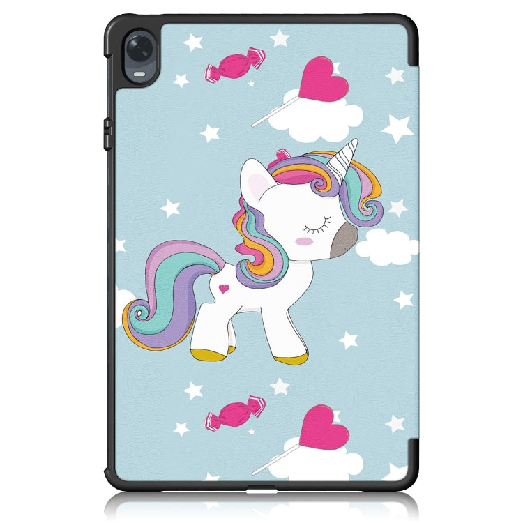 For OPPO Pad 11 inch 3-folding Magnetic Buckle Coloured Drawing Leather Tablet Case(Rainbow Unicorn) - OPPO by PMC TechLife | Online Shopping South Africa | PMC TechLife | Buy Now Pay Later Mobicred