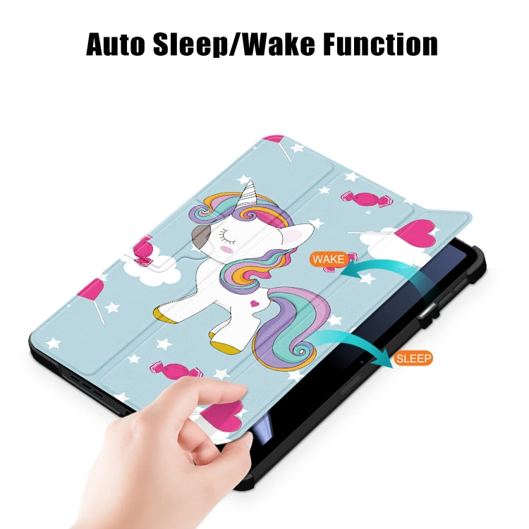 For OPPO Pad 11 inch 3-folding Magnetic Buckle Coloured Drawing Leather Tablet Case(Rainbow Unicorn) - OPPO by PMC TechLife | Online Shopping South Africa | PMC TechLife | Buy Now Pay Later Mobicred