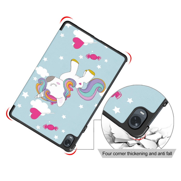 For OPPO Pad 11 inch 3-folding Magnetic Buckle Coloured Drawing Leather Tablet Case(Rainbow Unicorn) - OPPO by PMC TechLife | Online Shopping South Africa | PMC TechLife | Buy Now Pay Later Mobicred
