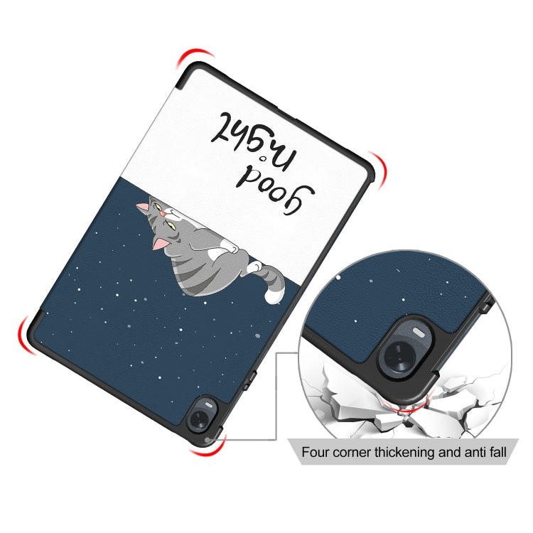 For OPPO Pad 11 inch 3-folding Magnetic Buckle Coloured Drawing Leather Tablet Case(Lazy Cat) - OPPO by PMC TechLife | Online Shopping South Africa | PMC TechLife | Buy Now Pay Later Mobicred