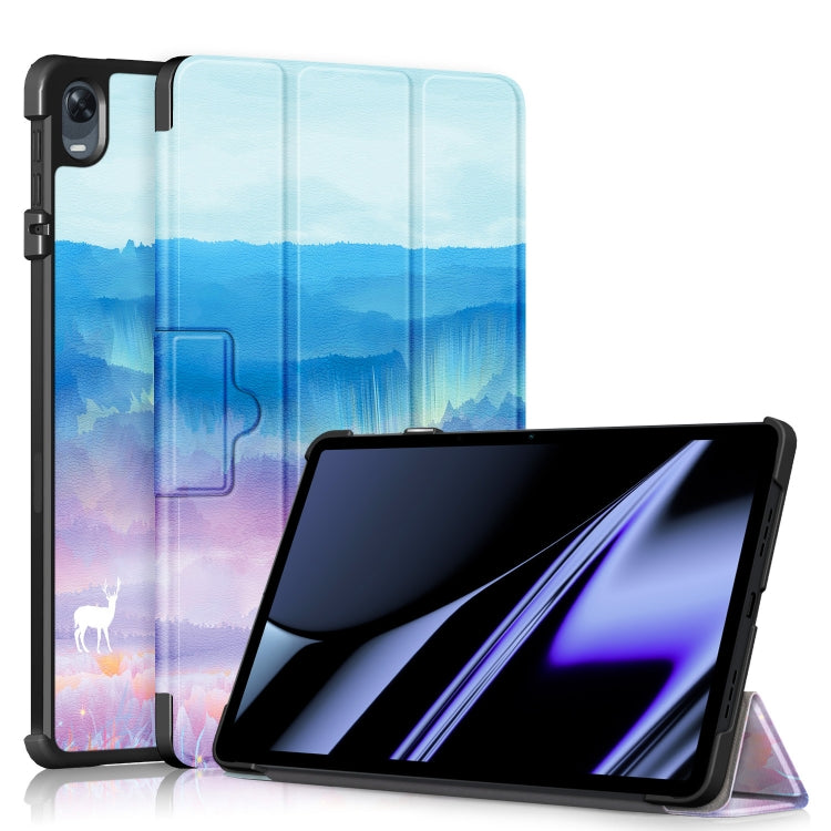 For OPPO Pad 11 inch 3-folding Magnetic Buckle Coloured Drawing Leather Tablet Case(Dream Deer) - OPPO by PMC TechLife | Online Shopping South Africa | PMC TechLife | Buy Now Pay Later Mobicred