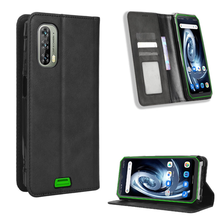 For Blackview BV7100 Magnetic Buckle Retro Texture Leather Phone Case(Black) - More Brand by PMC TechLife | Online Shopping South Africa | PMC TechLife