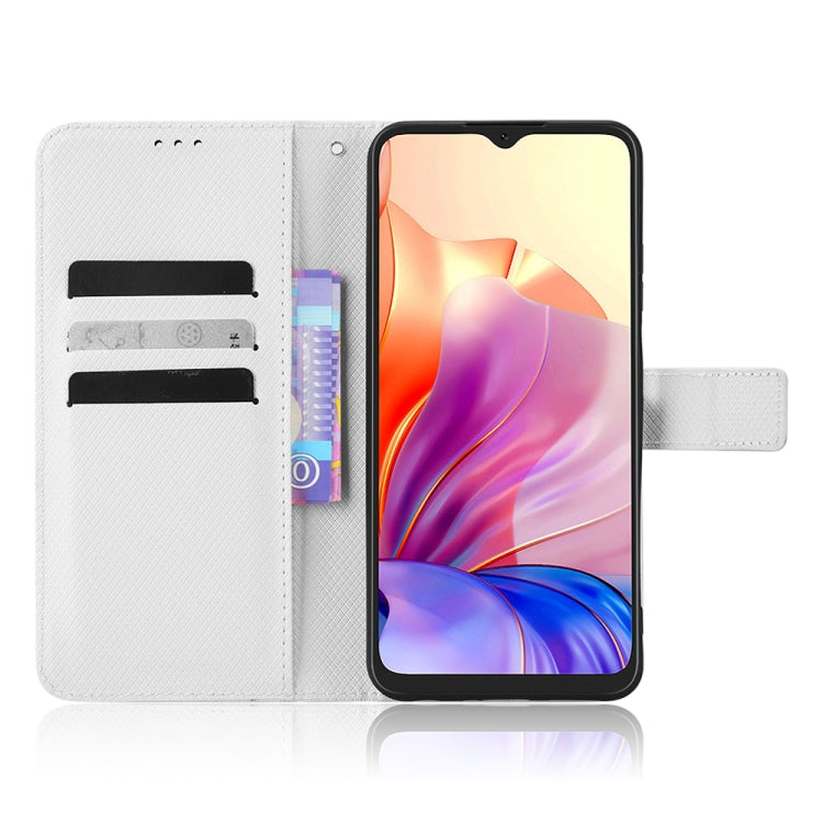 For Blackview OSCAL C80 Diamond Texture Leather Phone Case(White) - More Brand by PMC TechLife | Online Shopping South Africa | PMC TechLife
