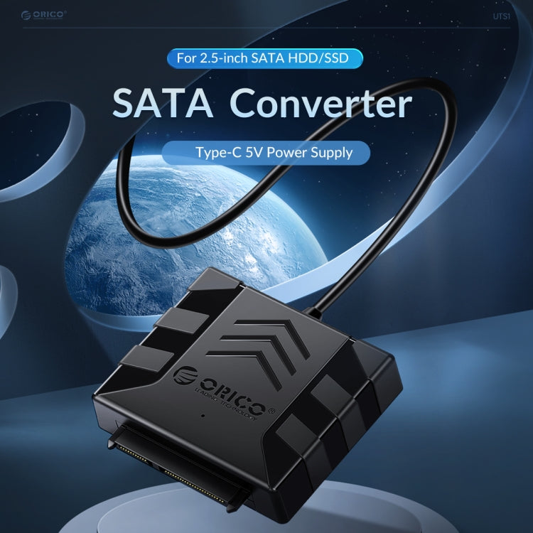 ORICO UTS1 Type-C / USB-C USB 3.0 2.5-inch SATA HDD Adapter with 12V 2A Power Adapter, Cable Length:1m(US Plug) - free shipping - PMC Jewellery - Order now!
