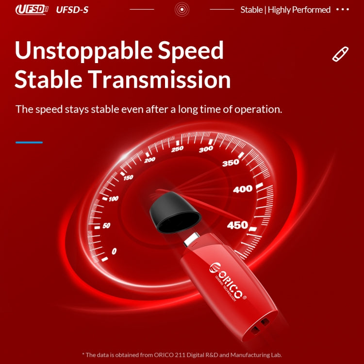 ORICO UFS Flash Drive, Read: 450MB/s, Write: 350MB/s, Memory:128GB, Port:USB-A(Red) - free shipping - PMC Jewellery - Order now!