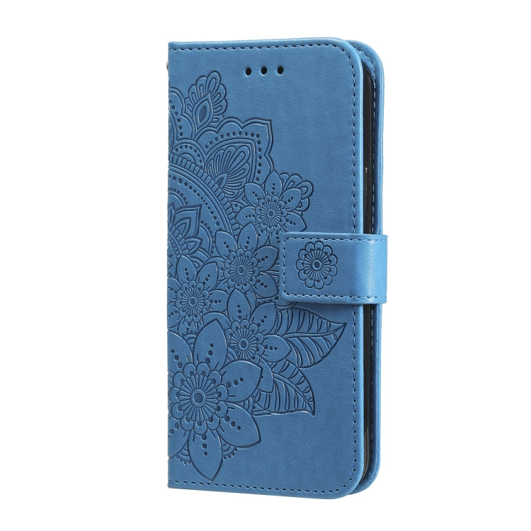 For Samsung Galaxy S23 Ultra 5G 7-petal Flowers Embossing Leather Phone Case(Blue) - Galaxy S23 Ultra 5G Cases by PMC TechLife | Online Shopping South Africa | PMC TechLife