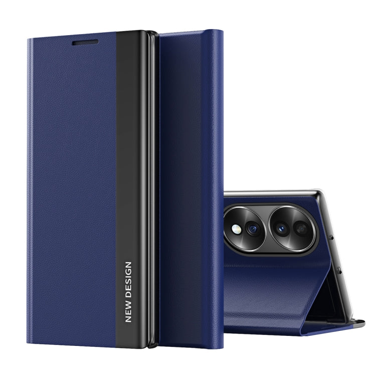 For Honor 70 Side Electroplated Magnetic Leather Phone Case(Royal Blue) - Honor Cases by PMC TechLife | Online Shopping South Africa | PMC TechLife | Buy Now Pay Later Mobicred