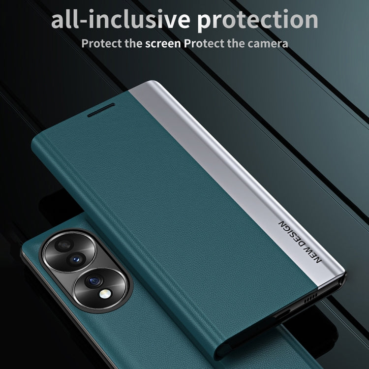 For Honor 70 Side Electroplated Magnetic Leather Phone Case(Royal Blue) - Honor Cases by PMC TechLife | Online Shopping South Africa | PMC TechLife | Buy Now Pay Later Mobicred