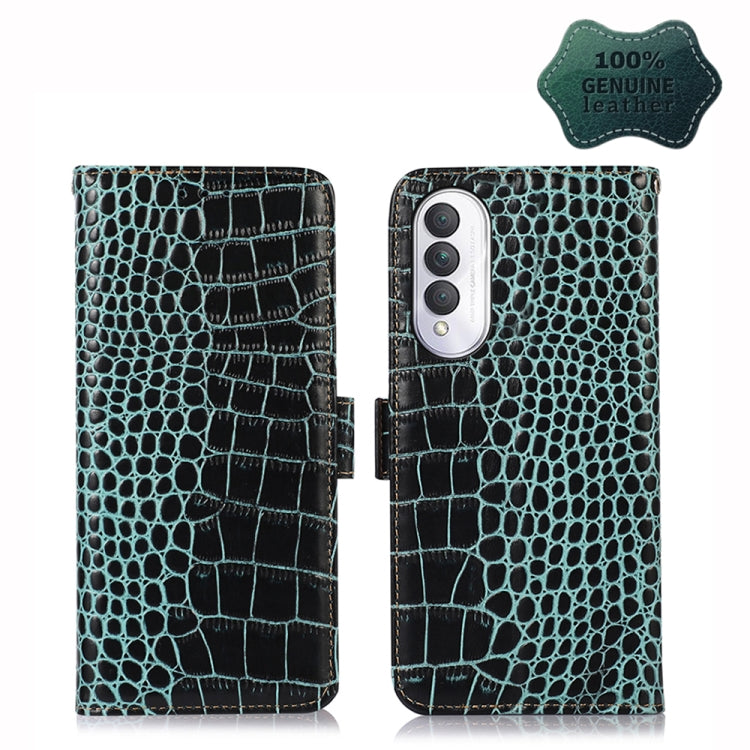 For Honor X20 SE Crocodile Top Layer Cowhide Leather Phone Case(Green) - Honor Cases by PMC TechLife | Online Shopping South Africa | PMC TechLife | Buy Now Pay Later Mobicred