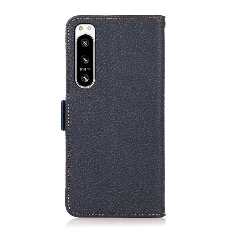 For Sony Xperia 5 IV KHAZNEH Side-Magnetic Litchi Genuine Leather RFID Case(Blue) - Sony Cases by PMC TechLife | Online Shopping South Africa | PMC TechLife | Buy Now Pay Later Mobicred