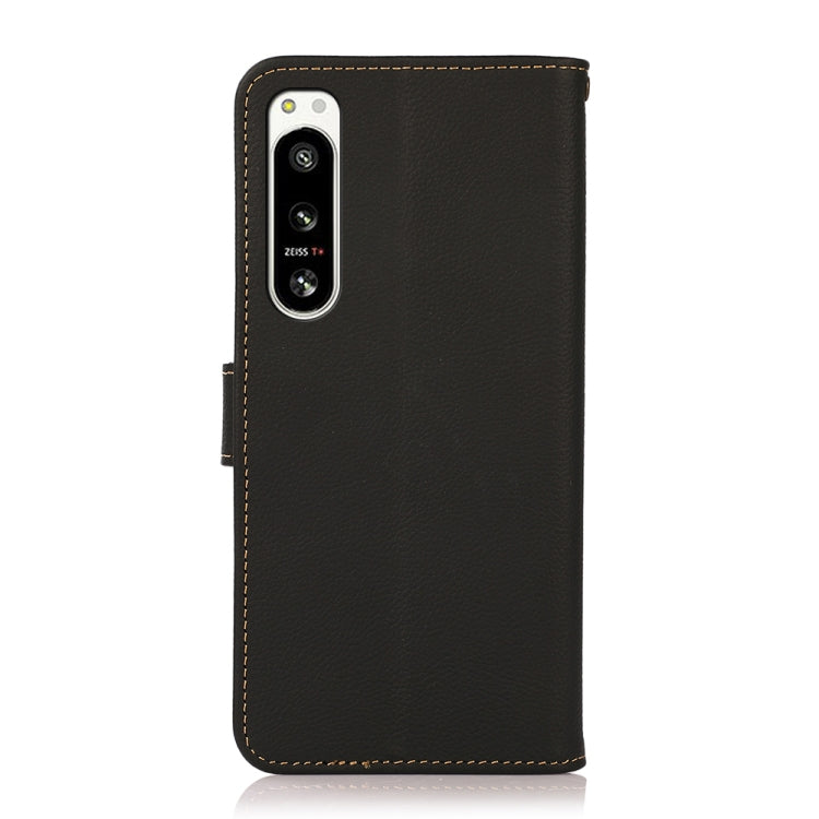 For Sony Xperia 5 IV KHAZNEH Custer Genuine Leather RFID Phone Case(Black) - Sony Cases by PMC TechLife | Online Shopping South Africa | PMC TechLife | Buy Now Pay Later Mobicred