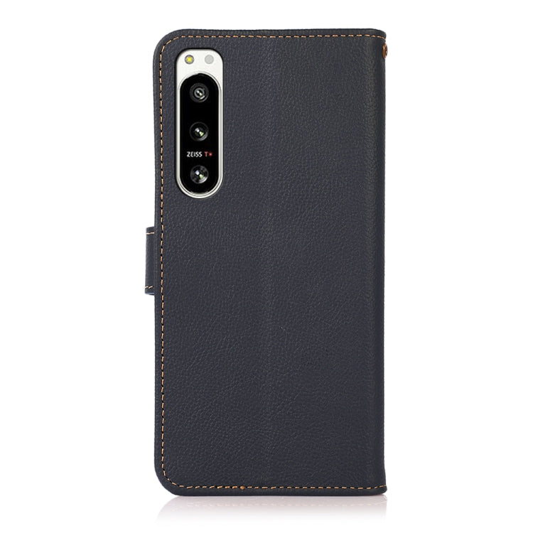 For Sony Xperia 5 IV KHAZNEH Custer Genuine Leather RFID Phone Case(Blue) - Sony Cases by PMC TechLife | Online Shopping South Africa | PMC TechLife | Buy Now Pay Later Mobicred