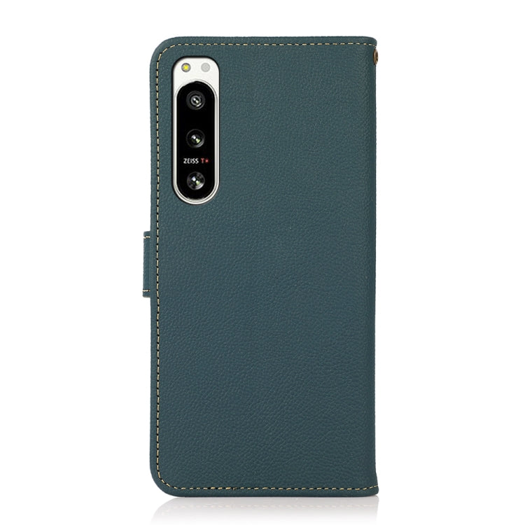 For Sony Xperia 5 IV KHAZNEH Custer Genuine Leather RFID Phone Case(Green) - Sony Cases by PMC TechLife | Online Shopping South Africa | PMC TechLife | Buy Now Pay Later Mobicred