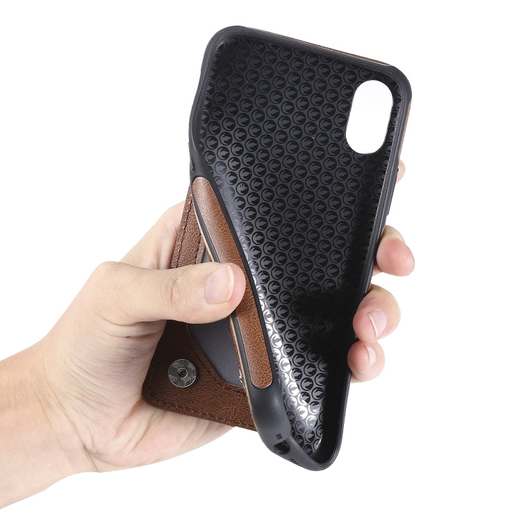 For iPhone XS / X Cat Tree Embossing Pattern Shockproof Protective Case with Card Slots & Photo Frame & Holder(Purple) - More iPhone Cases by PMC TechLife | Online Shopping South Africa | PMC TechLife