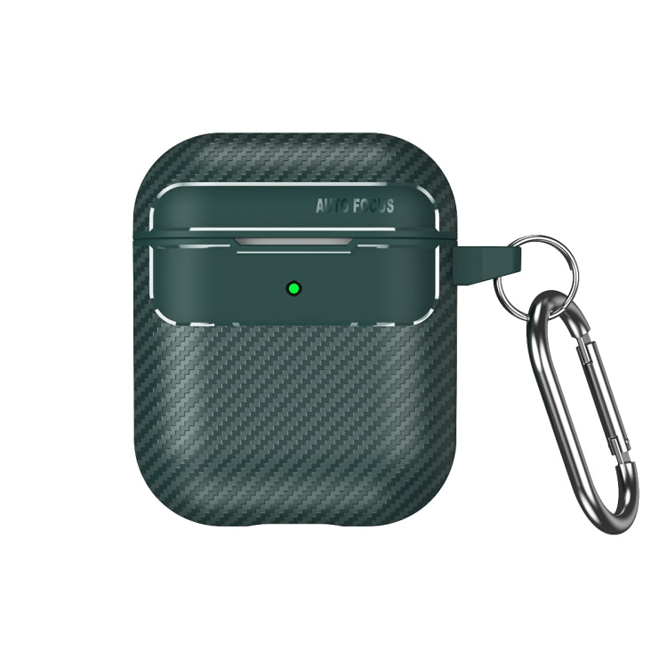 For AirPods 1 / 2 Carbon Fiber Texture Anti-fall Earphone Protective Case(Green) - For AirPods 1/2 by PMC Jewellery | Online Shopping South Africa | PMC Jewellery | Buy Now Pay Later Mobicred