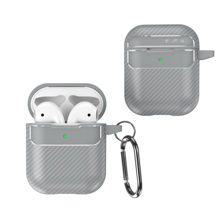For AirPods 1 / 2 Carbon Fiber Texture Anti-fall Earphone Protective Case(Grey) - For AirPods 1/2 by PMC Jewellery | Online Shopping South Africa | PMC Jewellery | Buy Now Pay Later Mobicred