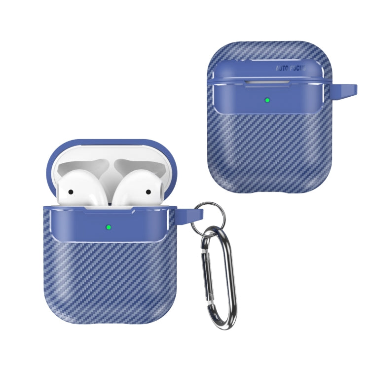 For AirPods 1 / 2 Carbon Fiber Texture Anti-fall Earphone Protective Case(Blue) - For AirPods 1/2 by PMC Jewellery | Online Shopping South Africa | PMC Jewellery | Buy Now Pay Later Mobicred