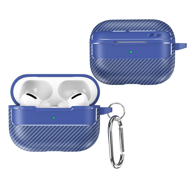 For AirPods Pro Carbon Fiber Texture Anti-fall Earphone Protective Case(Blue) - For AirPods Pro by PMC Jewellery | Online Shopping South Africa | PMC Jewellery | Buy Now Pay Later Mobicred