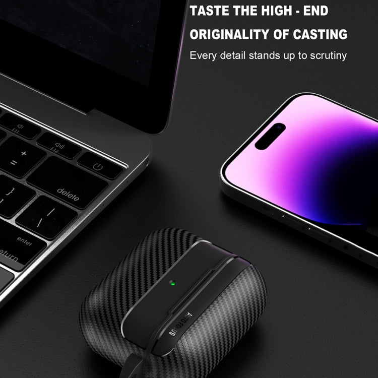 For AirPods Pro Carbon Fiber Texture Anti-fall Earphone Protective Case(Purple) - For AirPods Pro by PMC Jewellery | Online Shopping South Africa | PMC Jewellery | Buy Now Pay Later Mobicred