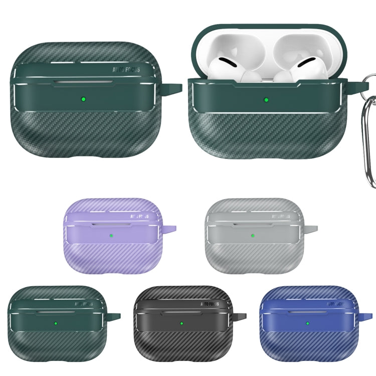 For AirPods Pro Carbon Fiber Texture Anti-fall Earphone Protective Case(Green) - For AirPods Pro by PMC Jewellery | Online Shopping South Africa | PMC Jewellery | Buy Now Pay Later Mobicred