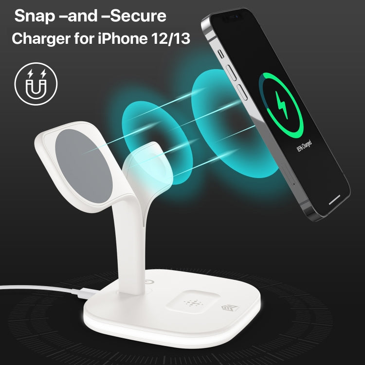 YM-UD22 15W 5 in 1 Magnetic Wireless Charger with Stand Function(White) - free shipping - PMC Jewellery - Order now!