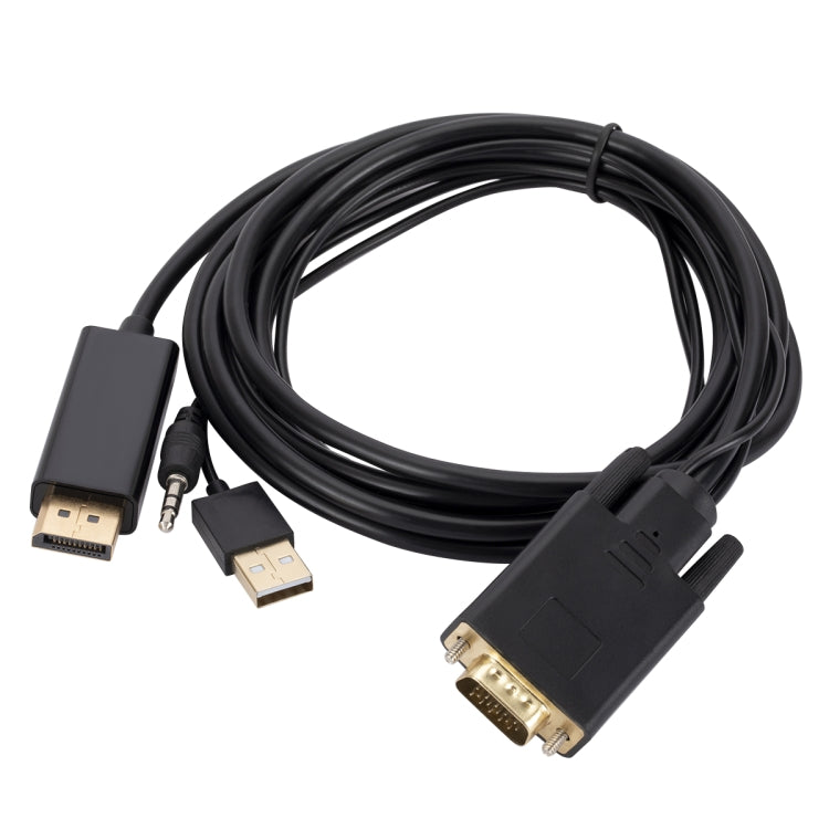 VGA to DisplayPort Adapter Cable with Audio Band Power Supply, Length: 1.8m(Black) - Cable by PMC Jewellery | Online Shopping South Africa | PMC Jewellery | Buy Now Pay Later Mobicred