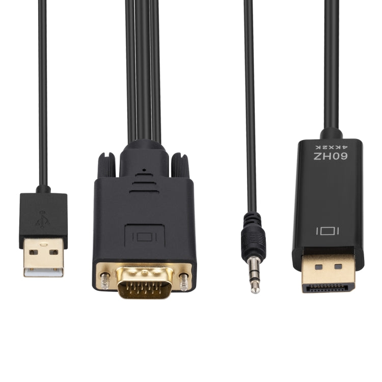 VGA to DisplayPort Adapter Cable with Audio Band Power Supply, Length: 1.8m(Black) - Cable by PMC Jewellery | Online Shopping South Africa | PMC Jewellery | Buy Now Pay Later Mobicred