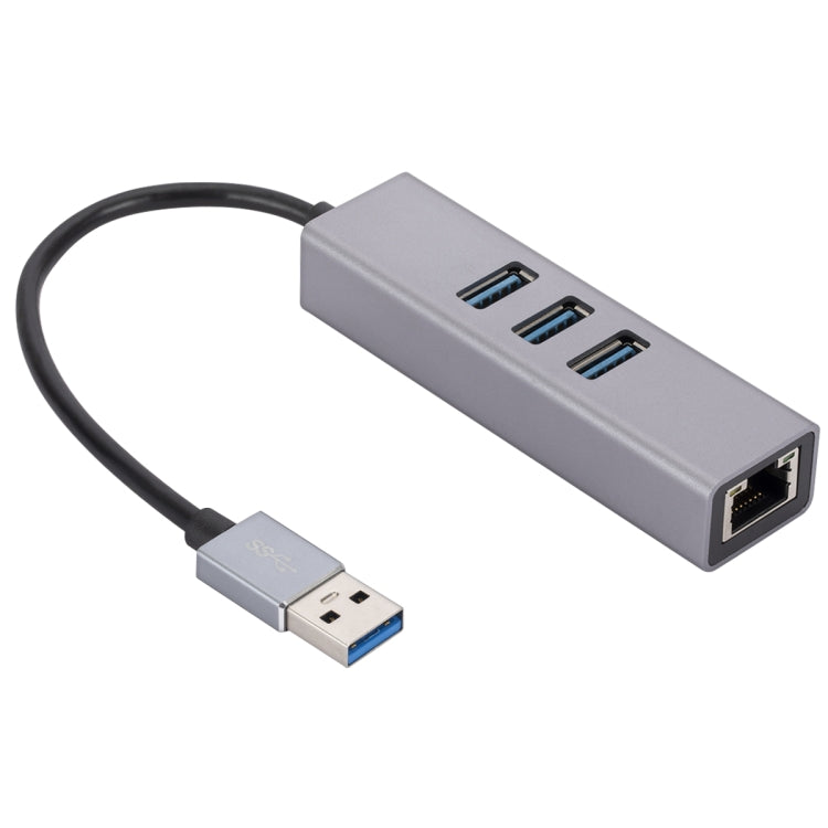 SL-030 USB to Gigabit Ethernet RJ45 & 3 x USB 3.0 Adapter Converter HUB(Grey) - USB HUB by PMC TechLife | Online Shopping South Africa | PMC TechLife