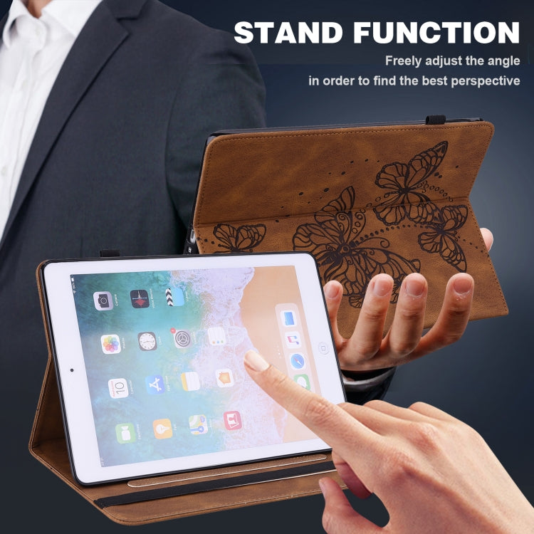 For Lenovo Tab M10 3rd Gen Embossed Butterfly Pattern Leather Tablet Case(Brown) - Lenovo by PMC TechLife | Online Shopping South Africa | PMC TechLife | Buy Now Pay Later Mobicred