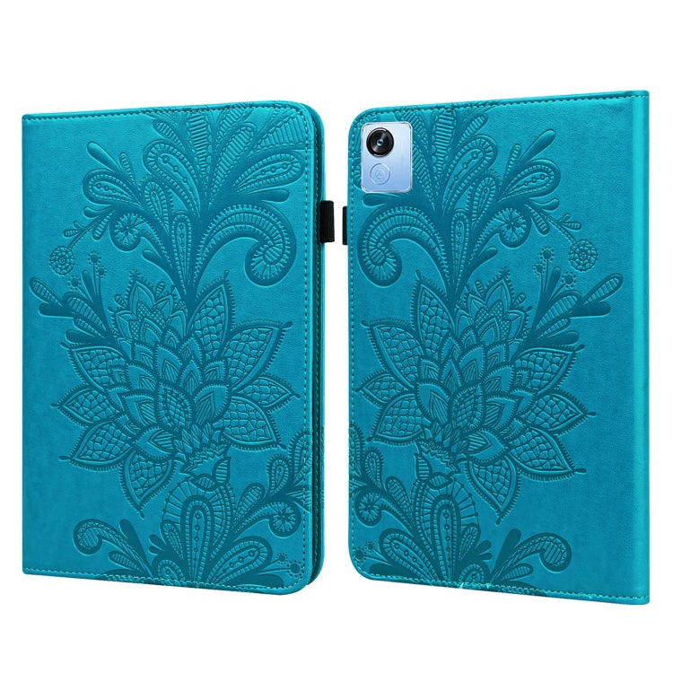 For Realme Pad X Lace Flower Embossing Pattern Leather Tablet Case(Blue) - Realme by PMC TechLife | Online Shopping South Africa | PMC TechLife | Buy Now Pay Later Mobicred