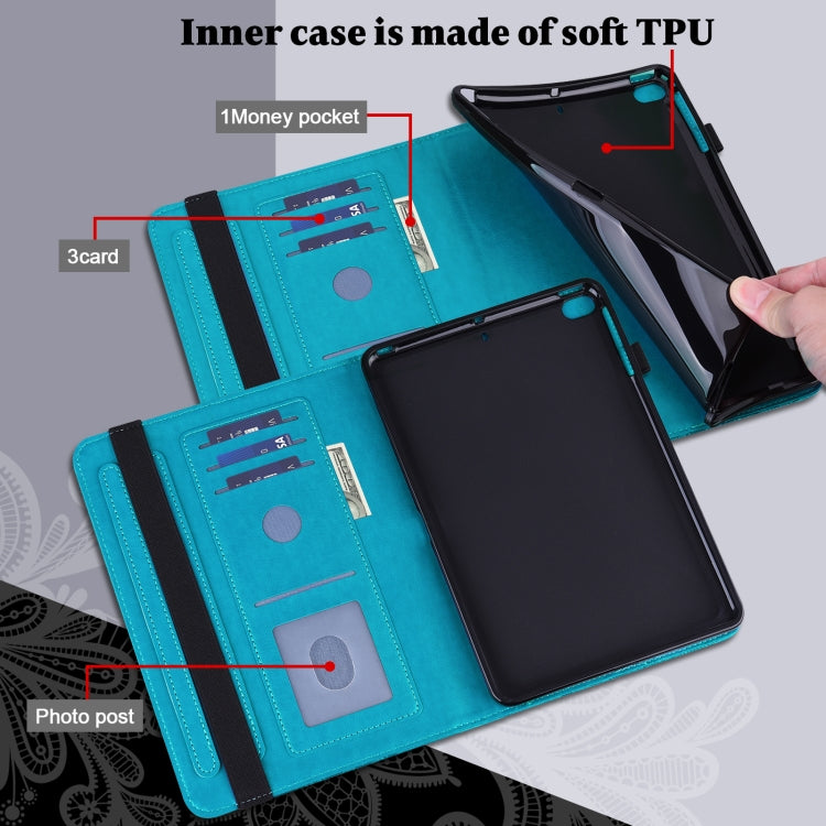 For Realme Pad X Lace Flower Embossing Pattern Leather Tablet Case(Blue) - Realme by PMC TechLife | Online Shopping South Africa | PMC TechLife | Buy Now Pay Later Mobicred