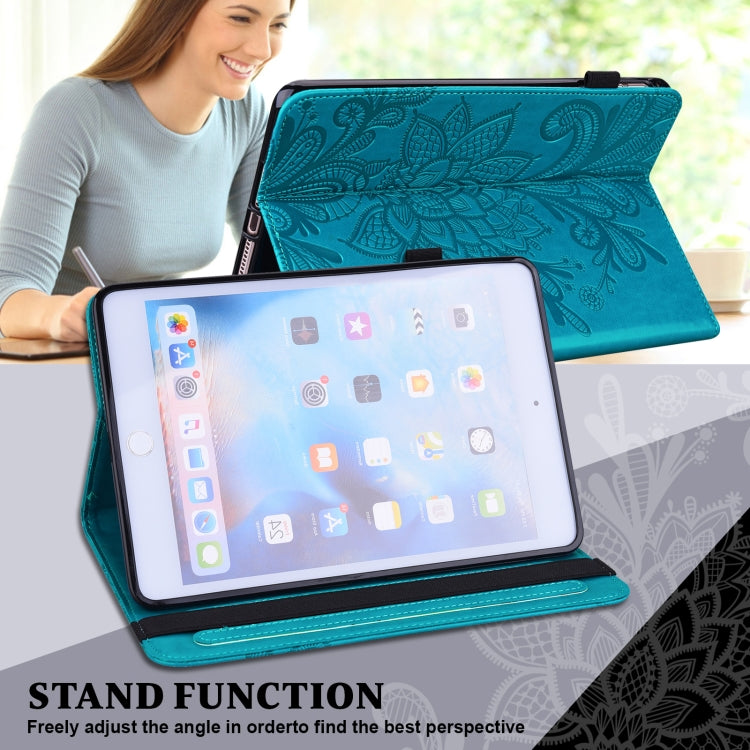 For Realme Pad X Lace Flower Embossing Pattern Leather Tablet Case(Blue) - Realme by PMC TechLife | Online Shopping South Africa | PMC TechLife | Buy Now Pay Later Mobicred