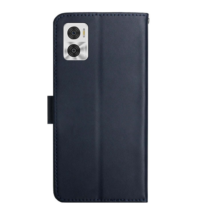 For Motorola Moto E22 4G Genuine Leather Fingerprint-proof Flip Phone Case(Blue) - Motorola Cases by PMC TechLife | Online Shopping South Africa | PMC TechLife | Buy Now Pay Later Mobicred