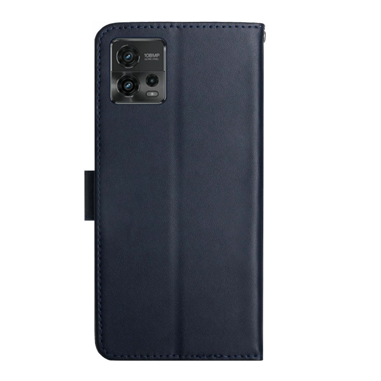 For Motorola Moto G72 4G Genuine Leather Fingerprint-proof Flip Phone Case(Blue) - Motorola Cases by PMC TechLife | Online Shopping South Africa | PMC TechLife | Buy Now Pay Later Mobicred