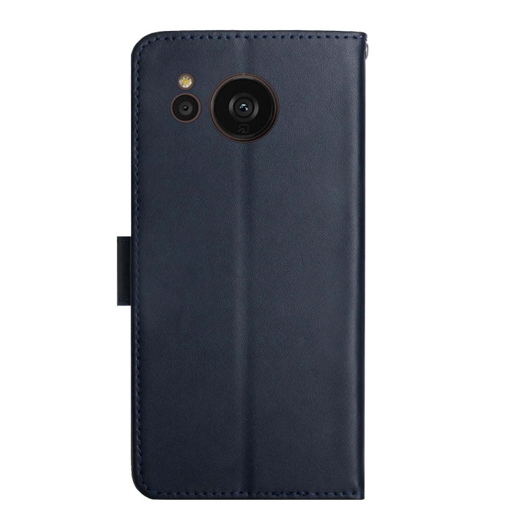 For Sharp Aquos Sense7 SH-V48 Genuine Leather Fingerprint-proof Flip Phone Case(Blue) - More Brand by PMC TechLife | Online Shopping South Africa | PMC TechLife | Buy Now Pay Later Mobicred