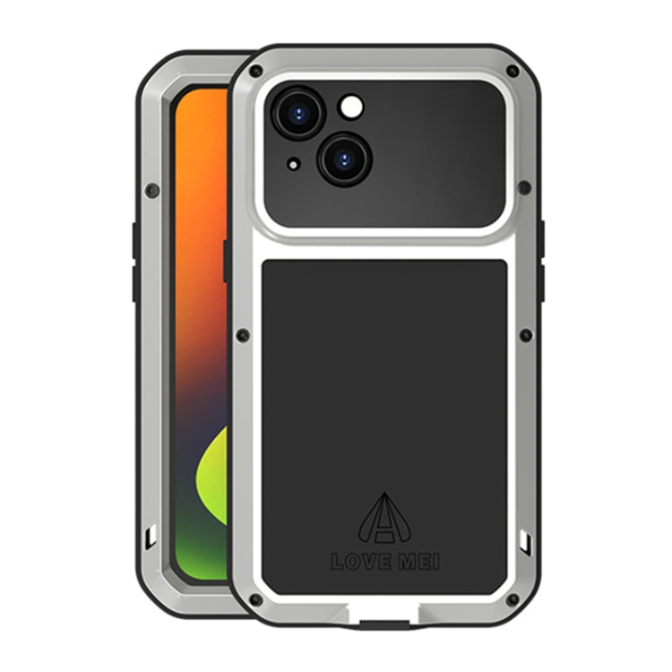 For iPhone 14 LOVE MEI Metal Shockproof Life Waterproof Dustproof Phone Case(Silver) - iPhone 14 Cases by LOVE MEI | Online Shopping South Africa | PMC TechLife | Buy Now Pay Later Mobicred
