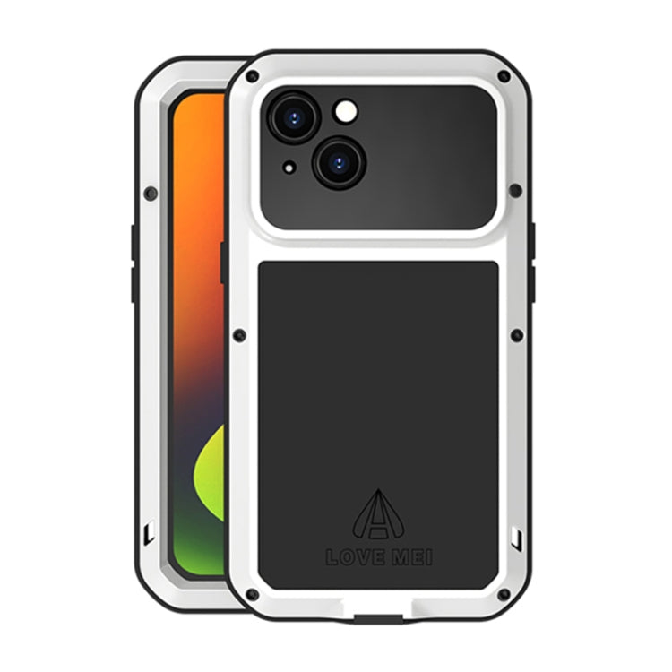 For iPhone 14 LOVE MEI Metal Shockproof Life Waterproof Dustproof Phone Case(White) - free shipping - PMC TechLife - Order now!