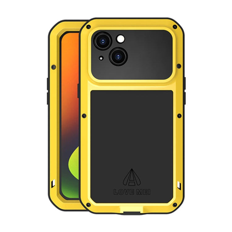 For iPhone 14 LOVE MEI Metal Shockproof Life Waterproof Dustproof Phone Case(Yellow) - free shipping - PMC TechLife - Order now!