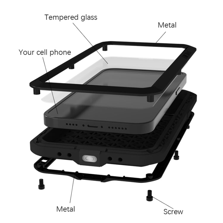 For iPhone 14 LOVE MEI Metal Shockproof Life Waterproof Dustproof Phone Case(White) - free shipping - PMC TechLife - Order now!