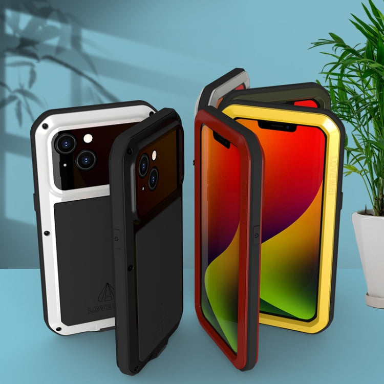 For iPhone 14 Plus LOVE MEI Metal Shockproof Life Waterproof Dustproof Phone Case(White) - free shipping - PMC TechLife - Order now!