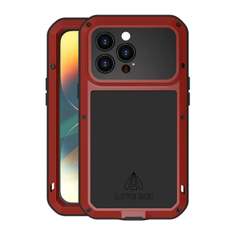 For iPhone 14 Pro LOVE MEI Metal Shockproof Life Waterproof Dustproof Phone Case(Red) - free shipping - PMC TechLife - Order now!