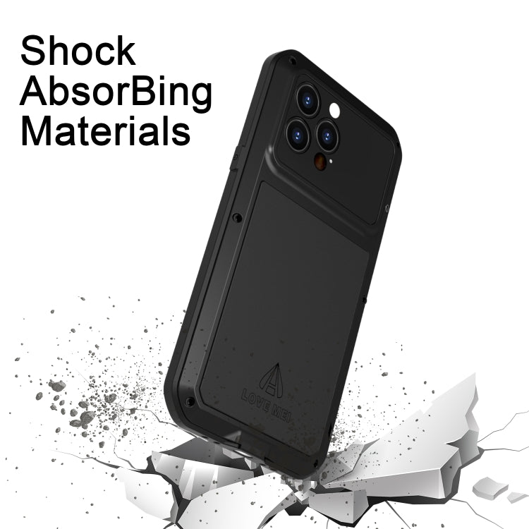For iPhone 14 Pro LOVE MEI Metal Shockproof Life Waterproof Dustproof Phone Case(Red) - free shipping - PMC TechLife - Order now!