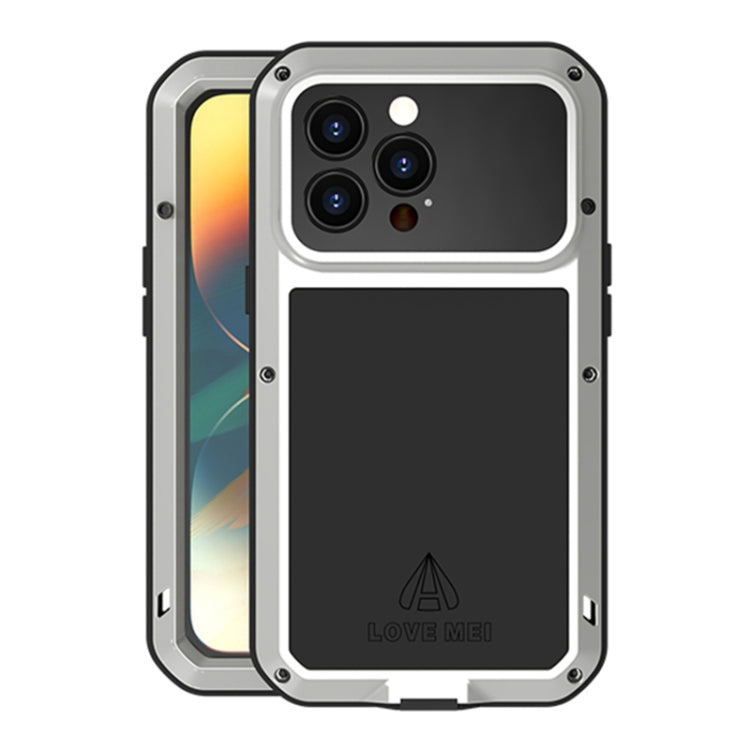 For iPhone 14 Pro Max LOVE MEI Metal Shockproof Life Waterproof Dustproof Phone Case(Silver) - free shipping - PMC TechLife - Order now!