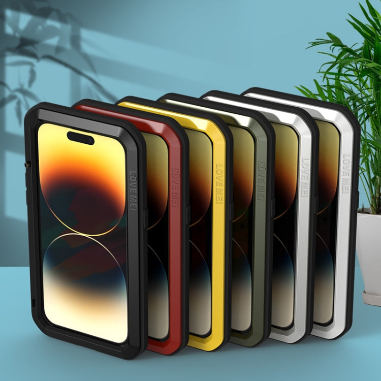 For iPhone 14 Pro Max LOVE MEI Metal Shockproof Life Waterproof Dustproof Phone Case(Red) - iPhone 14 Pro Max Cases by LOVE MEI | Online Shopping South Africa | PMC TechLife | Buy Now Pay Later Mobicred